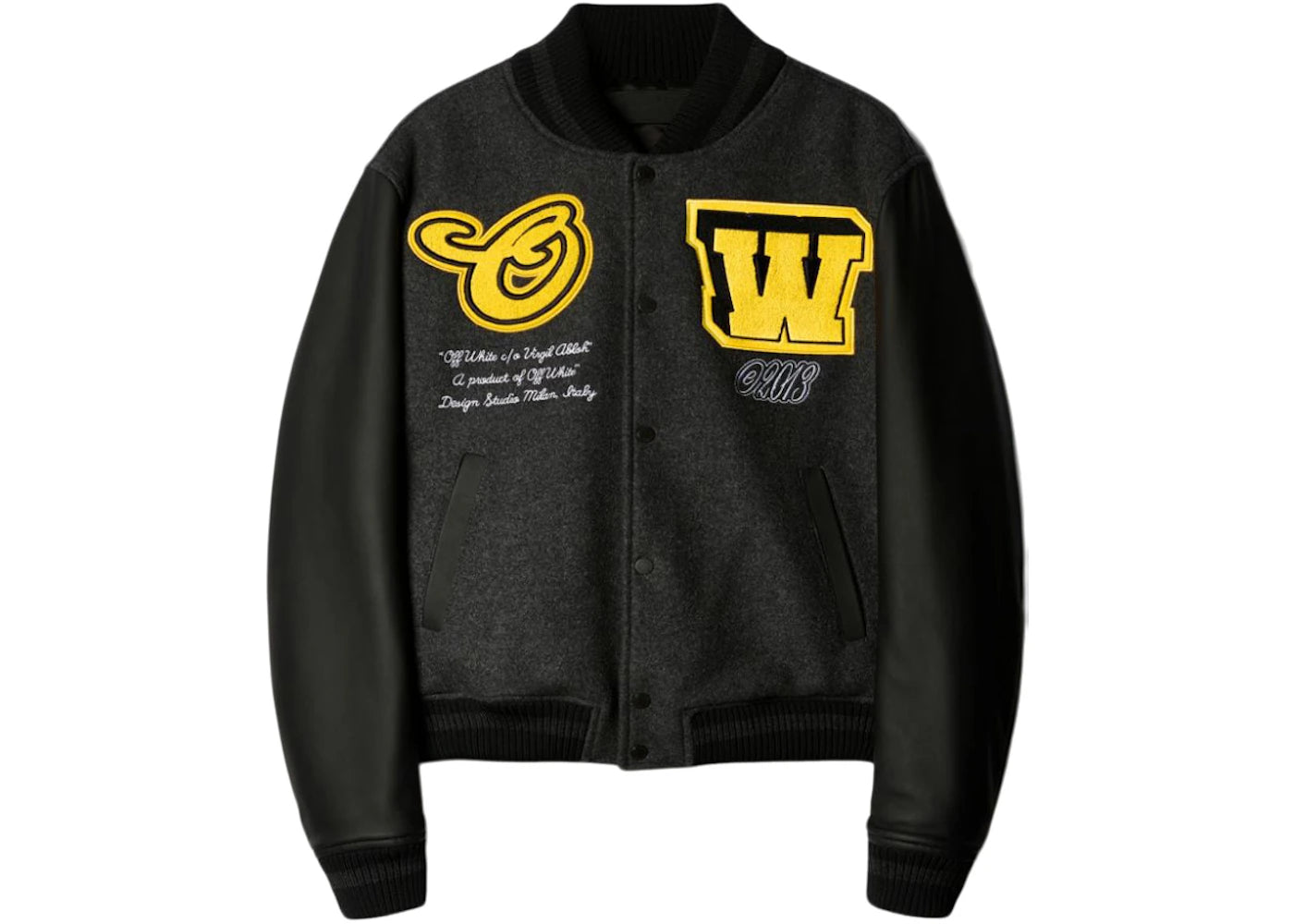 OFF-WHITE Vars Cat Leather Jacket Black/Yellow