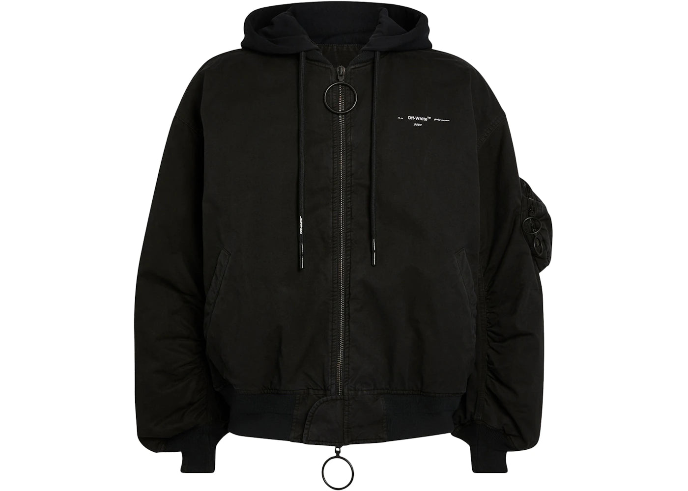 OFF-WHITE Vintage Hooded Bomber Jacket Black