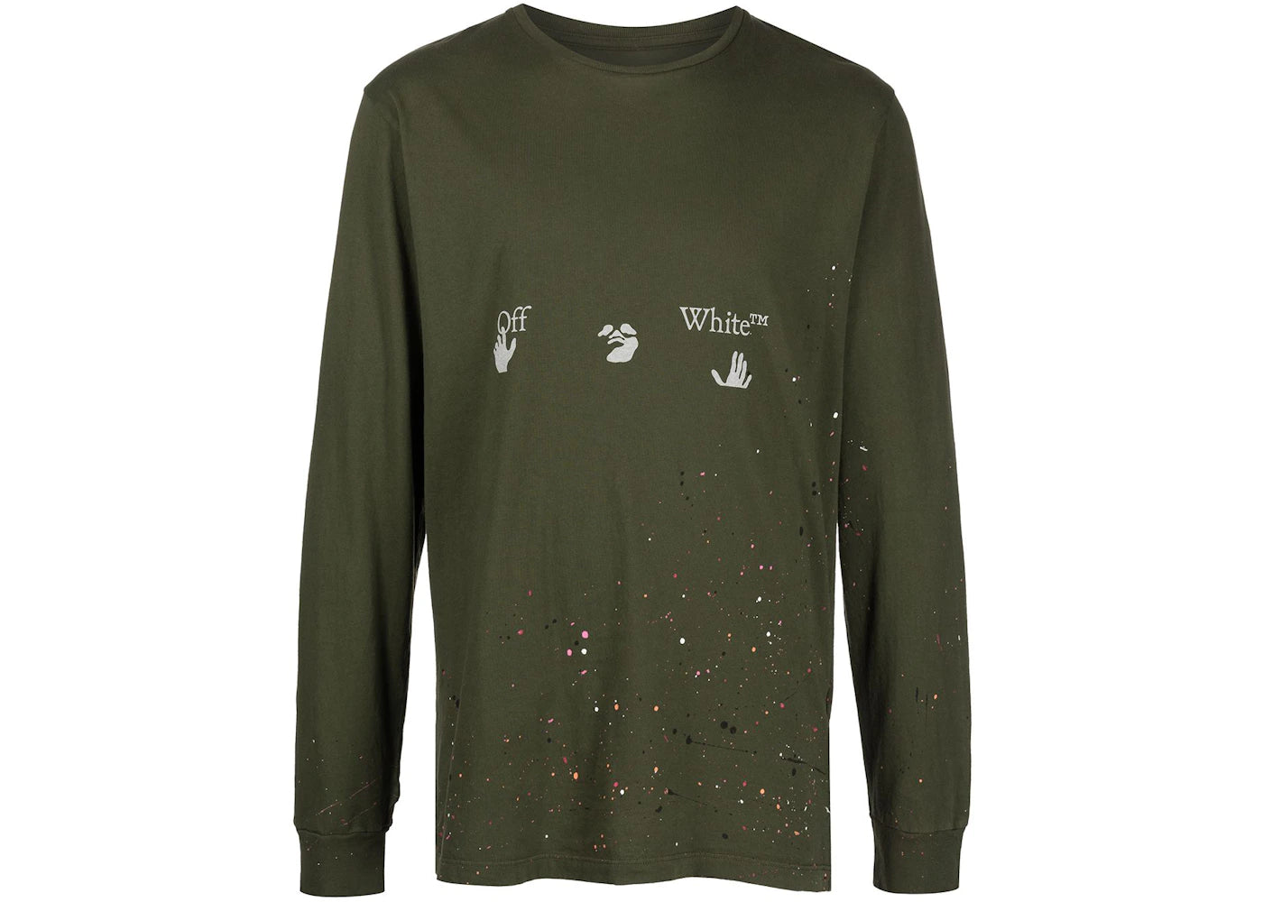 OFF-WHITE Vintage Paint L/S T-shirt Green