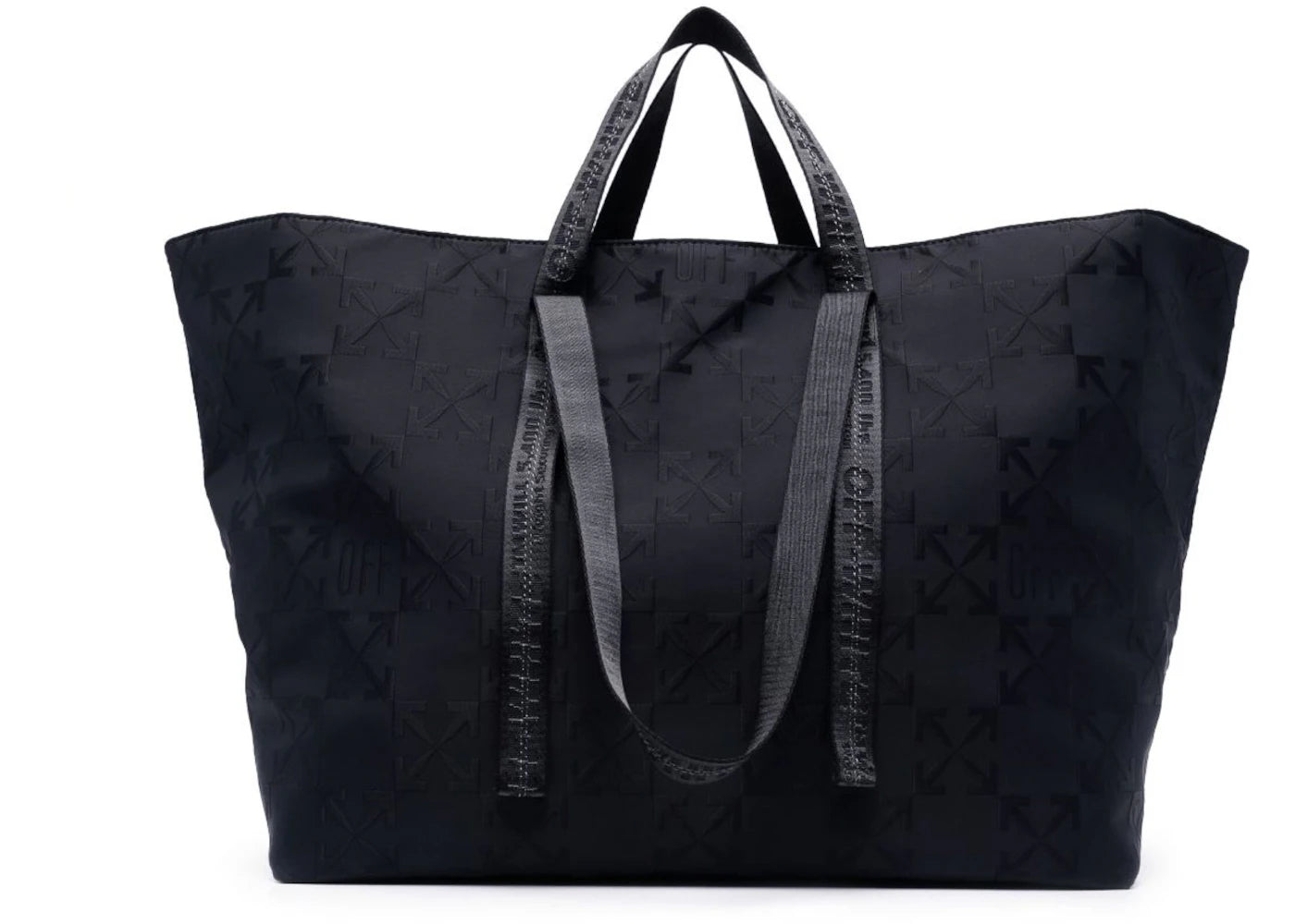 OFF-WHITE Virgil Abloh Black Monogram Embroidered Logo Tote Bag Black