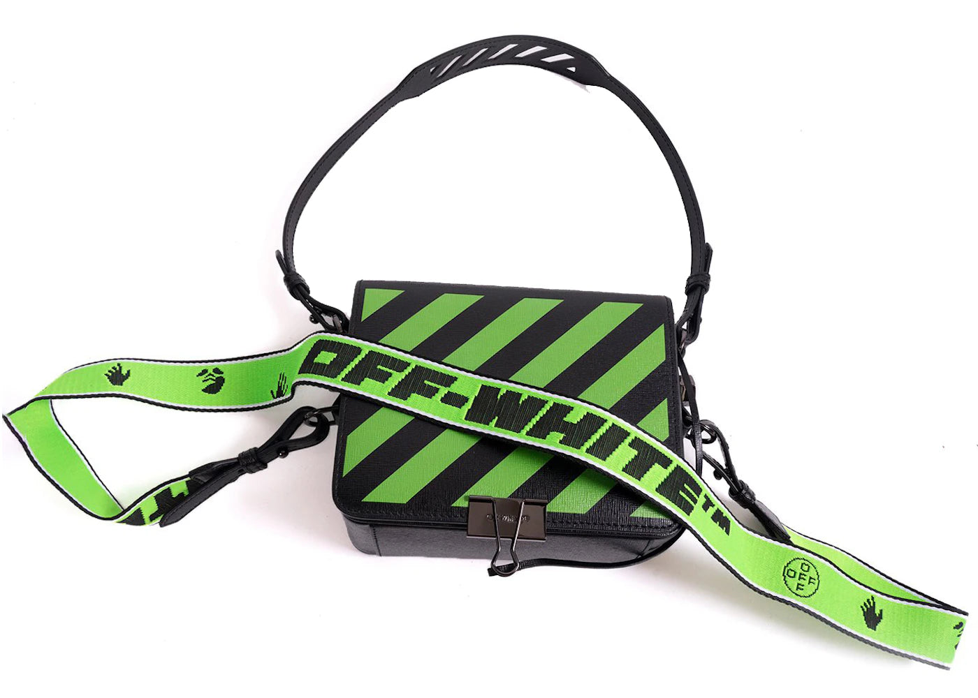 OFF-WHITE Virgil Abloh ICA Diagonal Flap Bag Black/Green