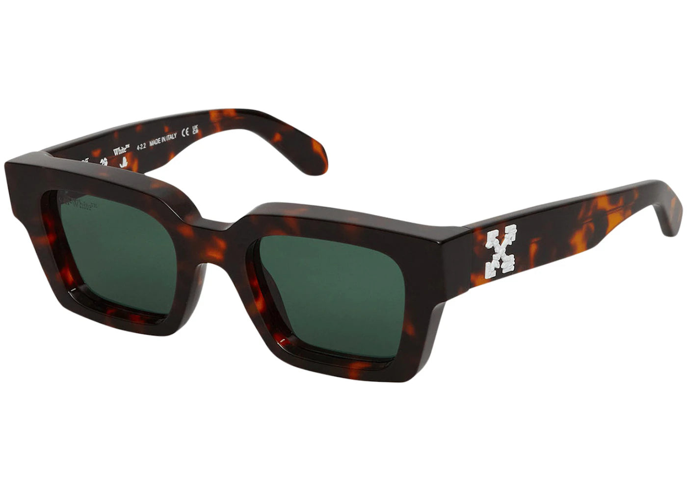 OFF-WHITE Virgil Square Frame Sunglasses Brown Turtleshell/Havana Green