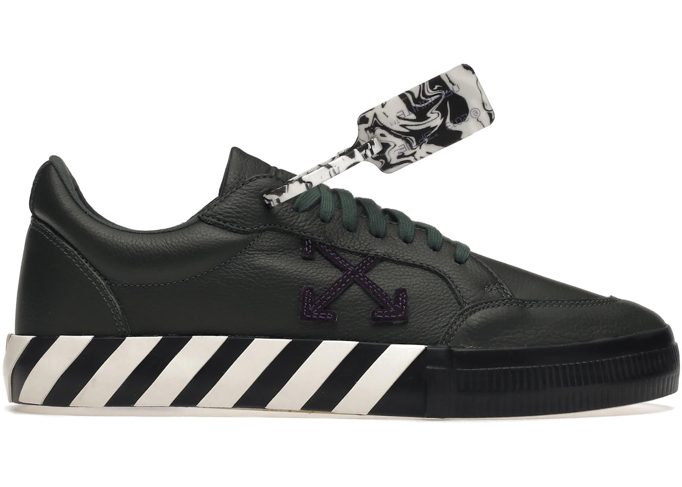 OFF-WHITE Vulc Low Dark Green Leather