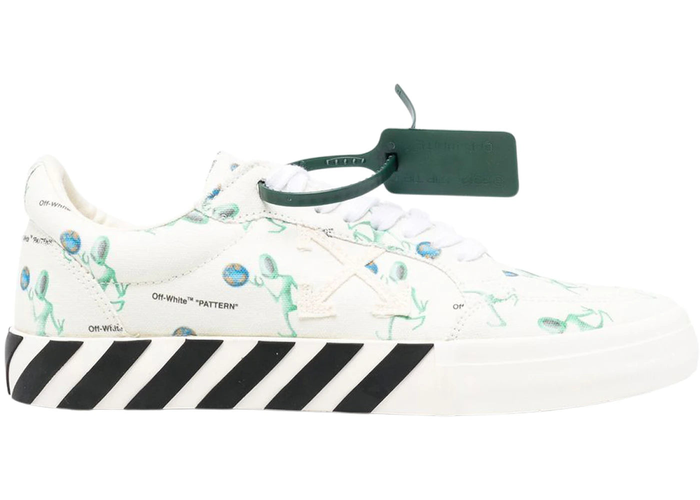 OFF-WHITE Vulc Low Canvas Alien Logo Applique White Green Black