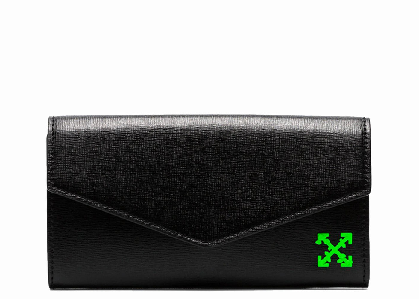 OFF-WHITE Wallet Leather Neon Green Arrow Black