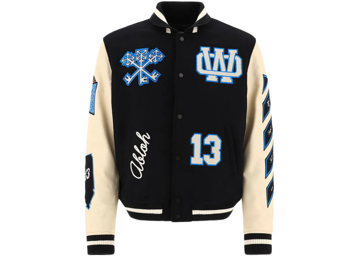 OFF-WHITE Witch Logo Patch Varsity Varsity Jacket Black/Peacock