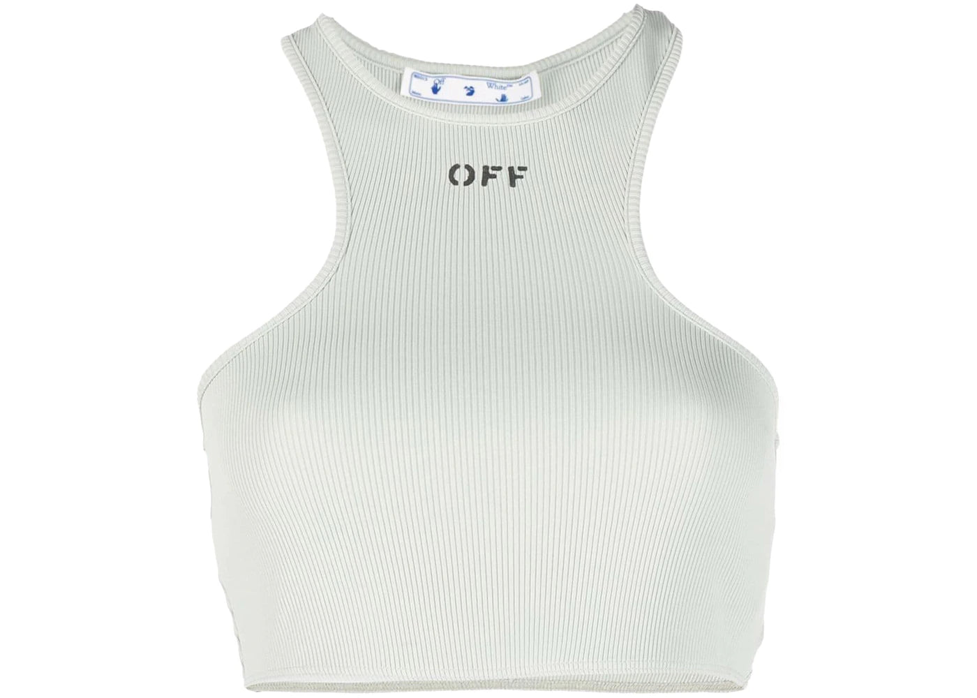 OFF-WHITE Womens Off Logo Print Ribbed Vest Grey