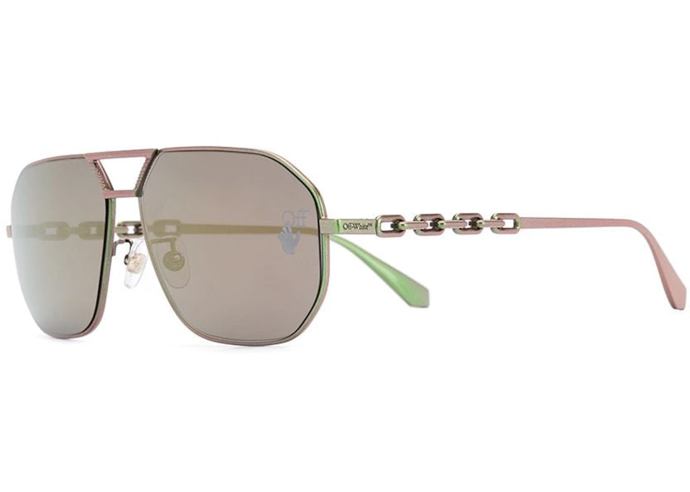 OFF-WHITE Wright Aviator Sunglasses Scarabeo Green/Gold (OMRI007F20MET0015500)