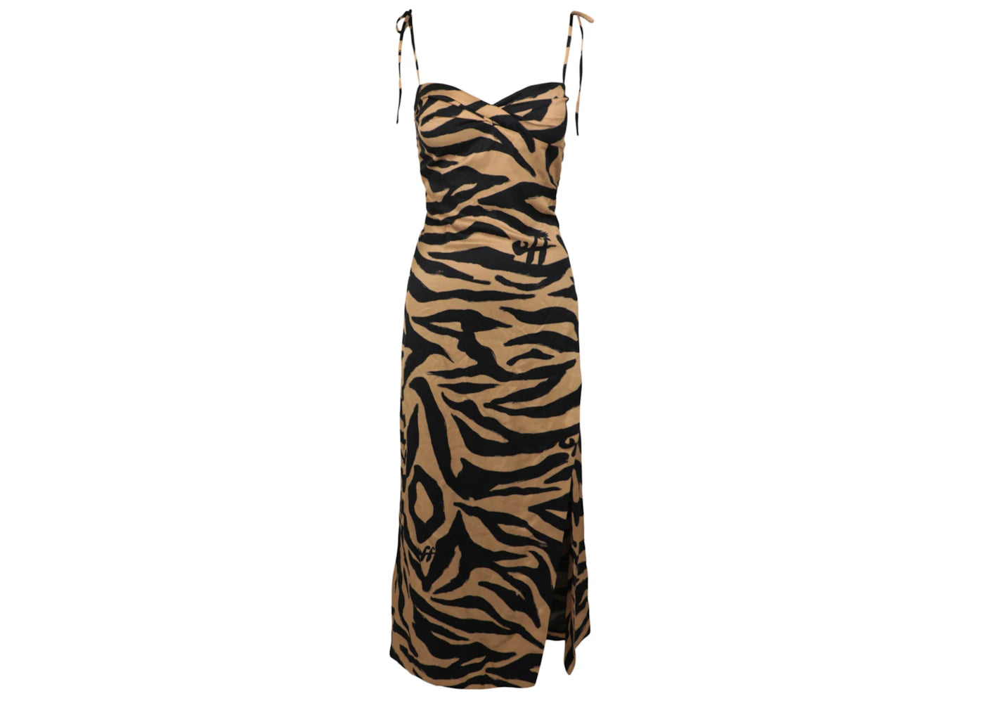 OFF-WHITE Zebra Twisted Long Dress Black