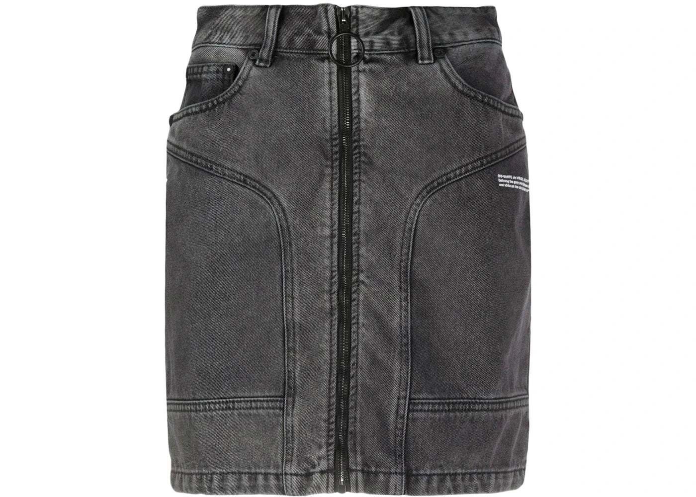 OFF-WHITE Zip Front Denim Skirt Dark Grey