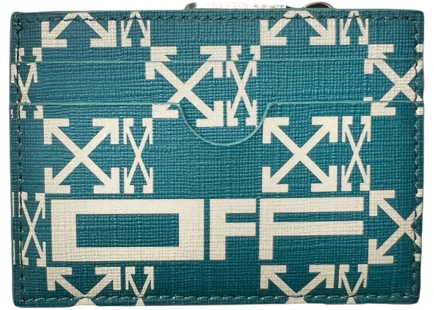 OFF-WHITE Zipped Monogram Card Case Green