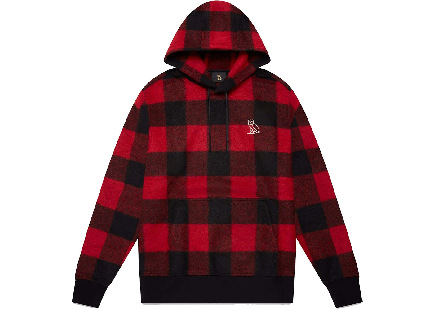 OVO Buffalo Plaid Wool-Blend Hoodie Red/Black