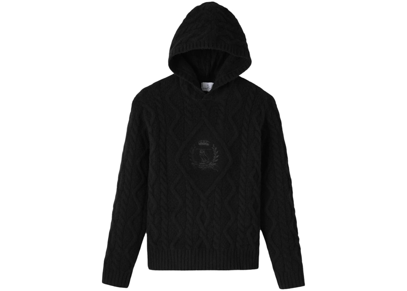 OVO Cable Knit Crest Hoodie Black