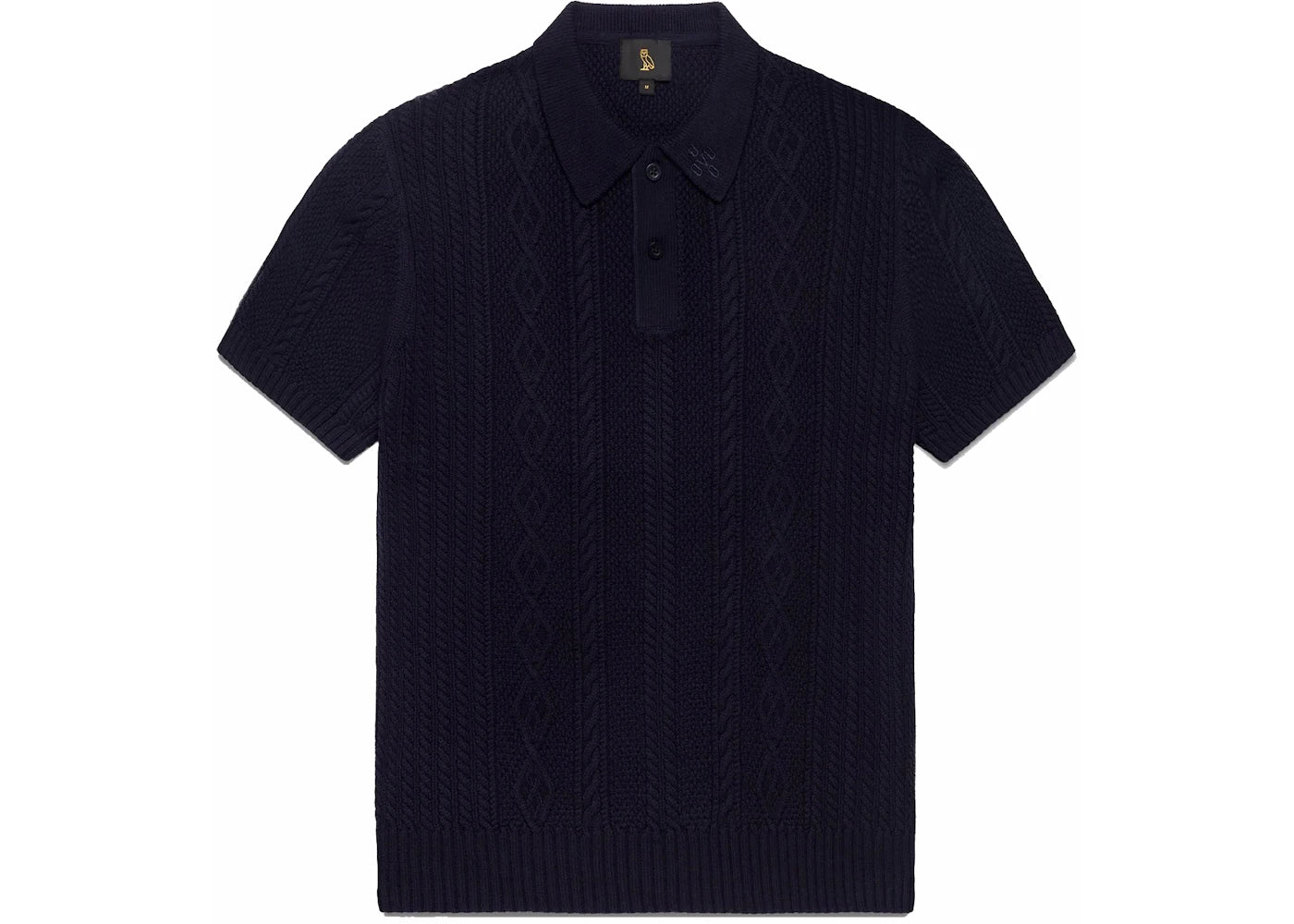 OVO Cable Knit Polo Navy