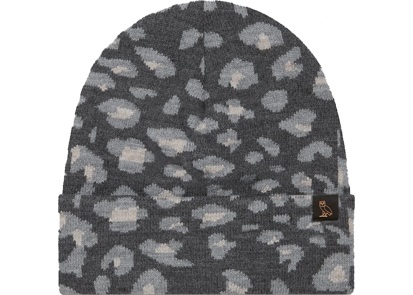 OVO Cheetah Print Beanie Grey