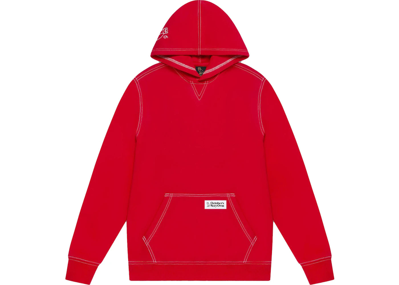 OVO Contrast Stitch Hoodie Red