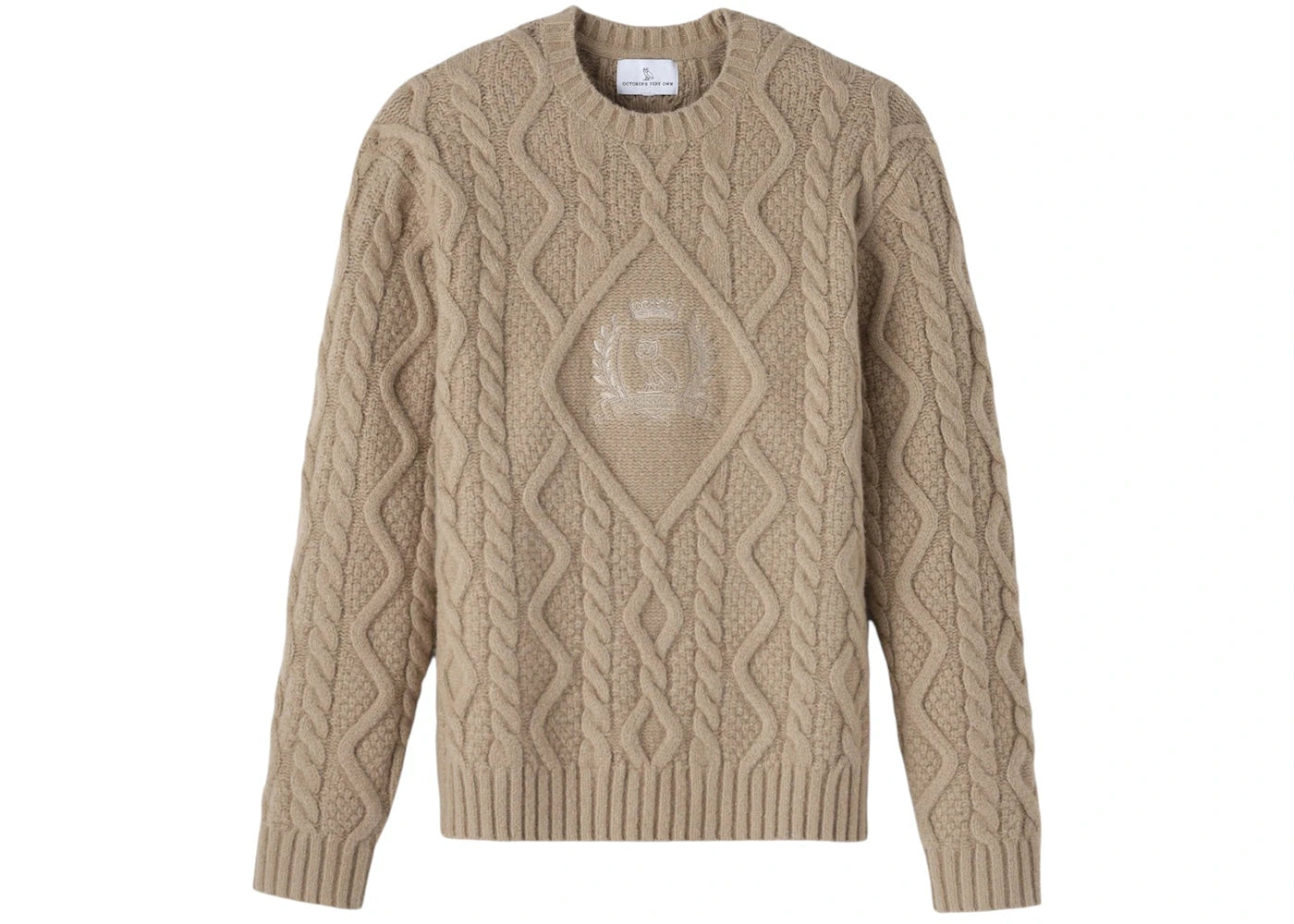 OVO Crest Cable Knit Sweater Camel