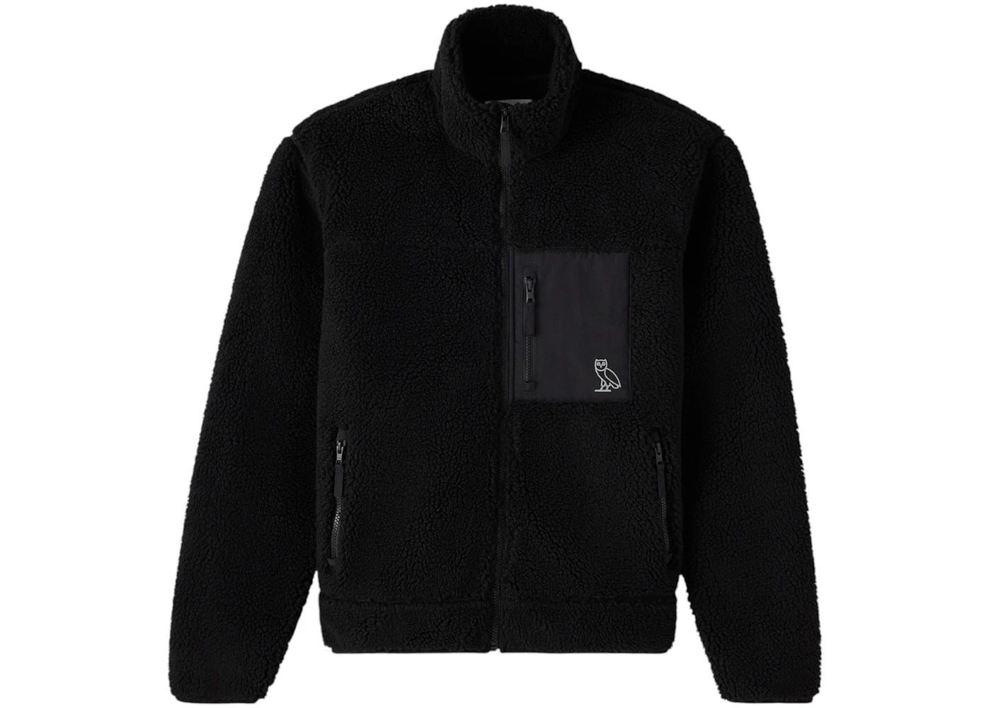 OVO Deep Pile Sherpa Fleece Zip Jacket Black