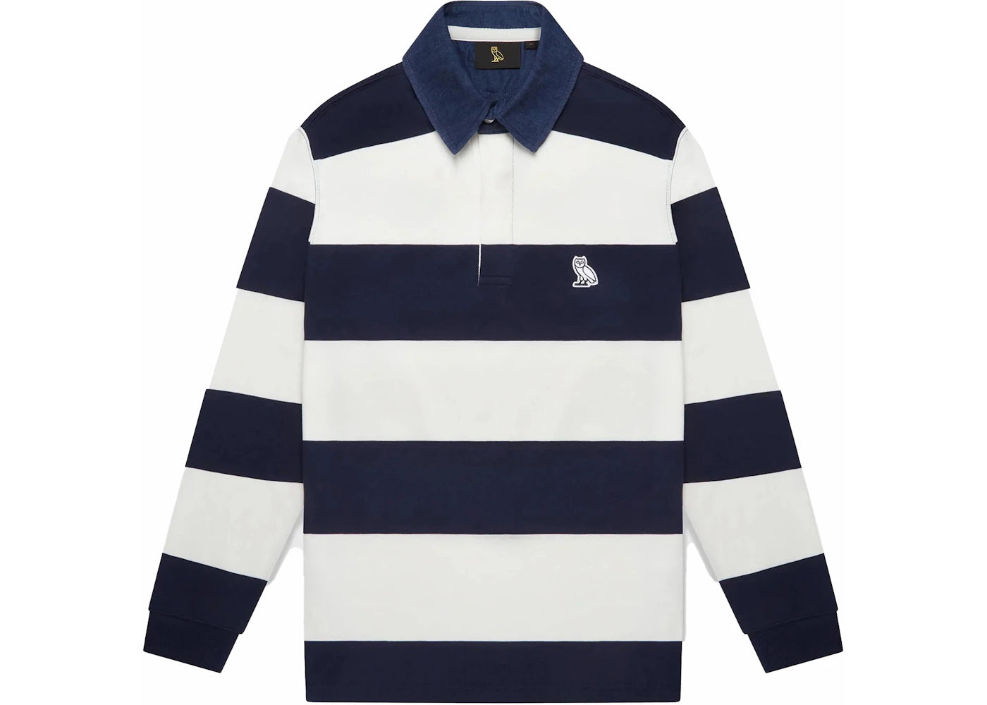 OVO Denim Collar Rugby Shirt Navy/Cream