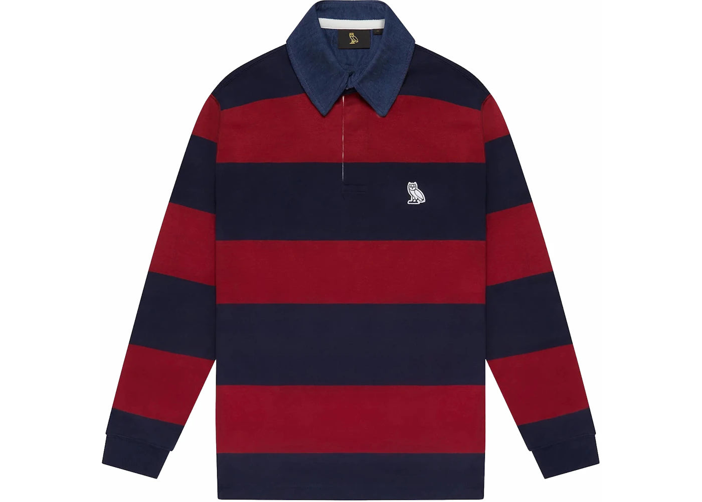 OVO Denim Collar Rugby Shirt Red/Navy