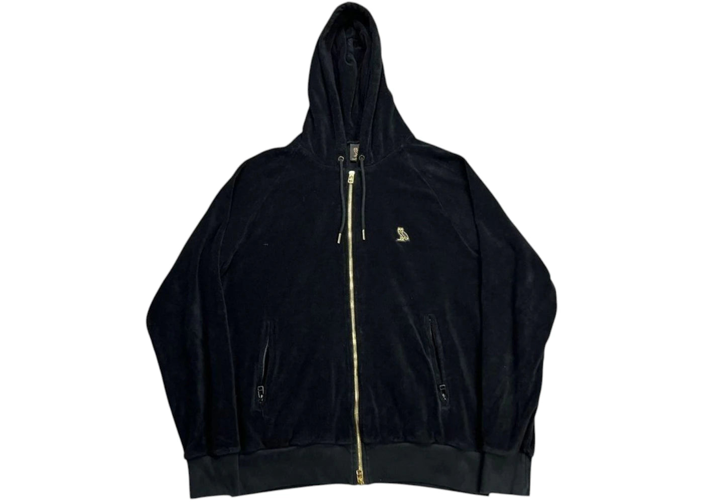 OVO Essentials Terry Cloth Zip Up Hoodie Black
