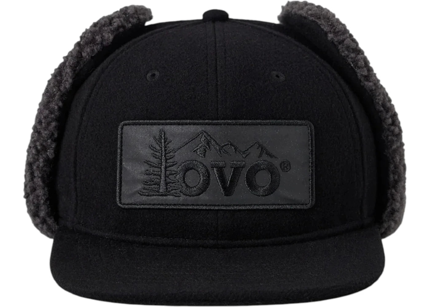 OVO Faux Shearling Hunter Flap Cap Black