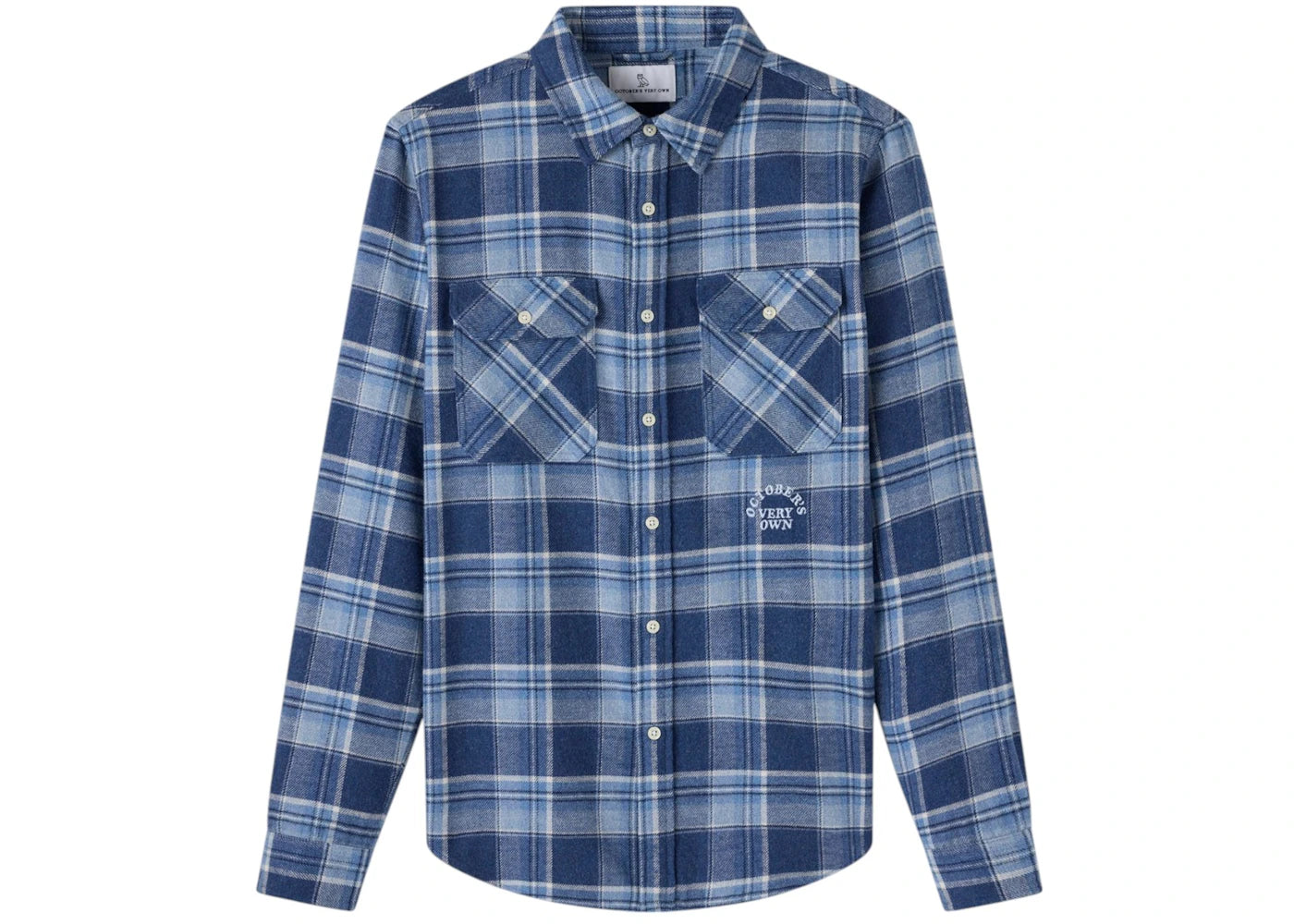 OVO Heather Plaid Flannel Shirt Blue