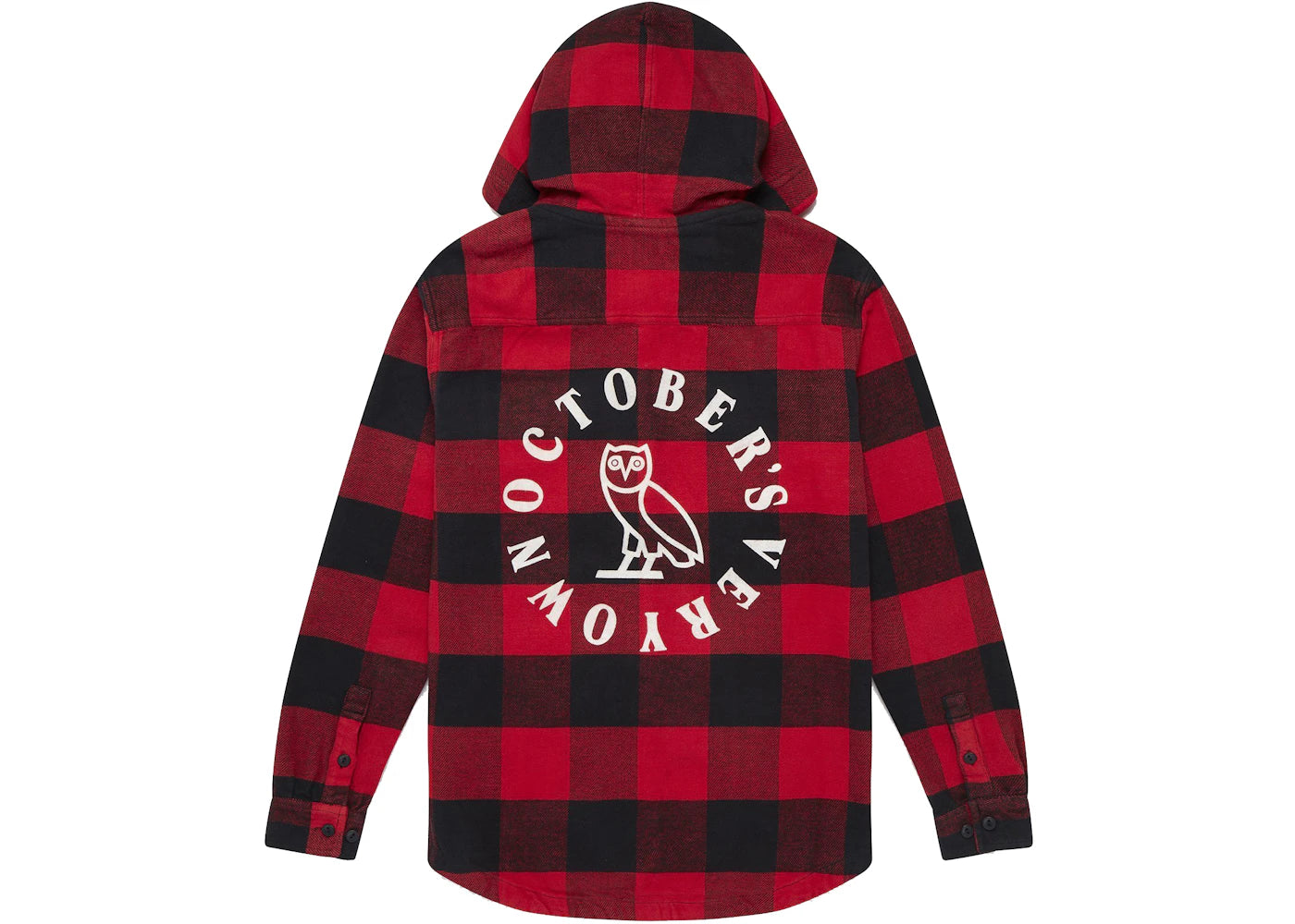 OVO Hooded Flannel Shirt Red Buffalo Plaid