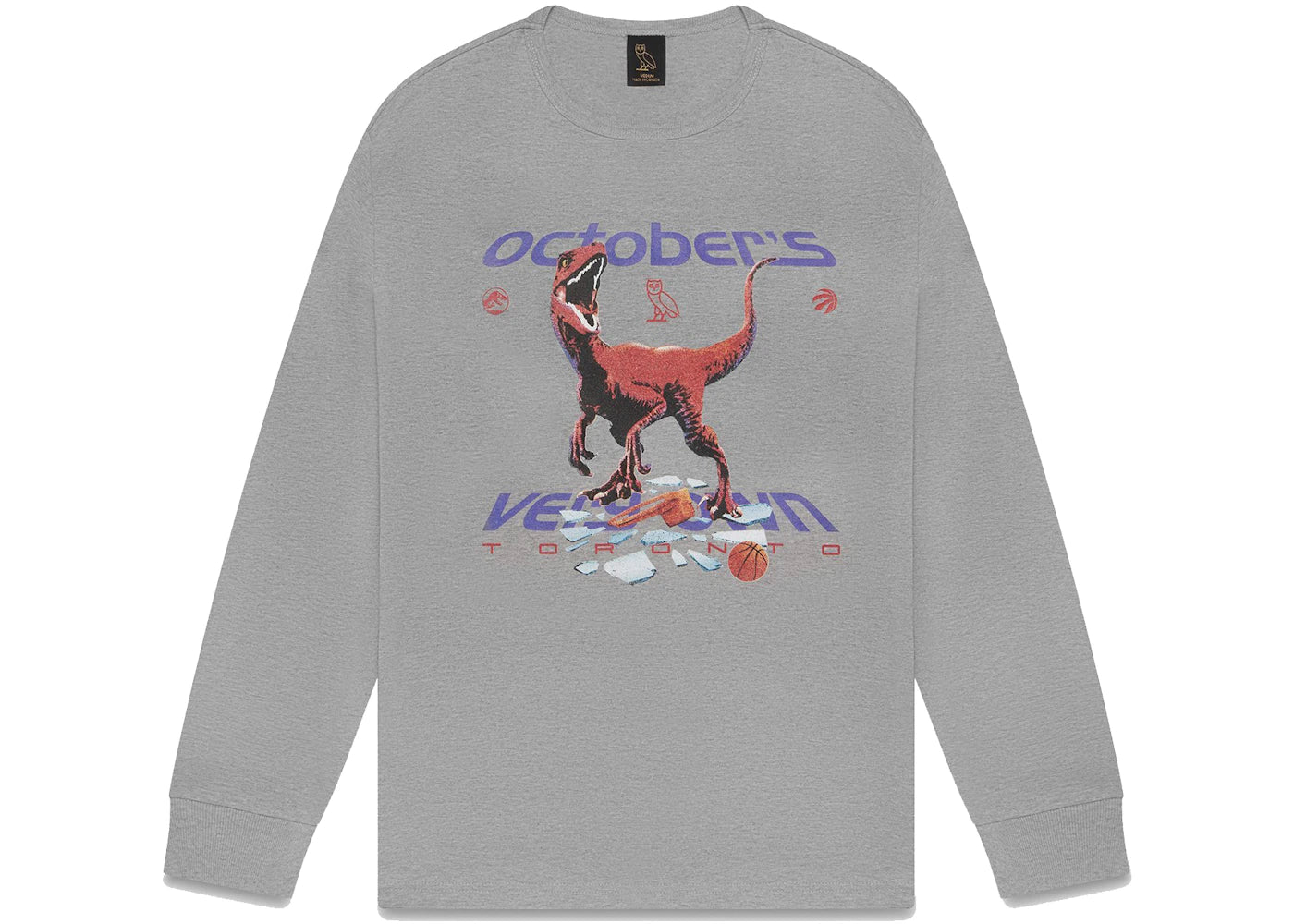 OVO Jurassic Park Longsleeve T-shirt Heather Grey