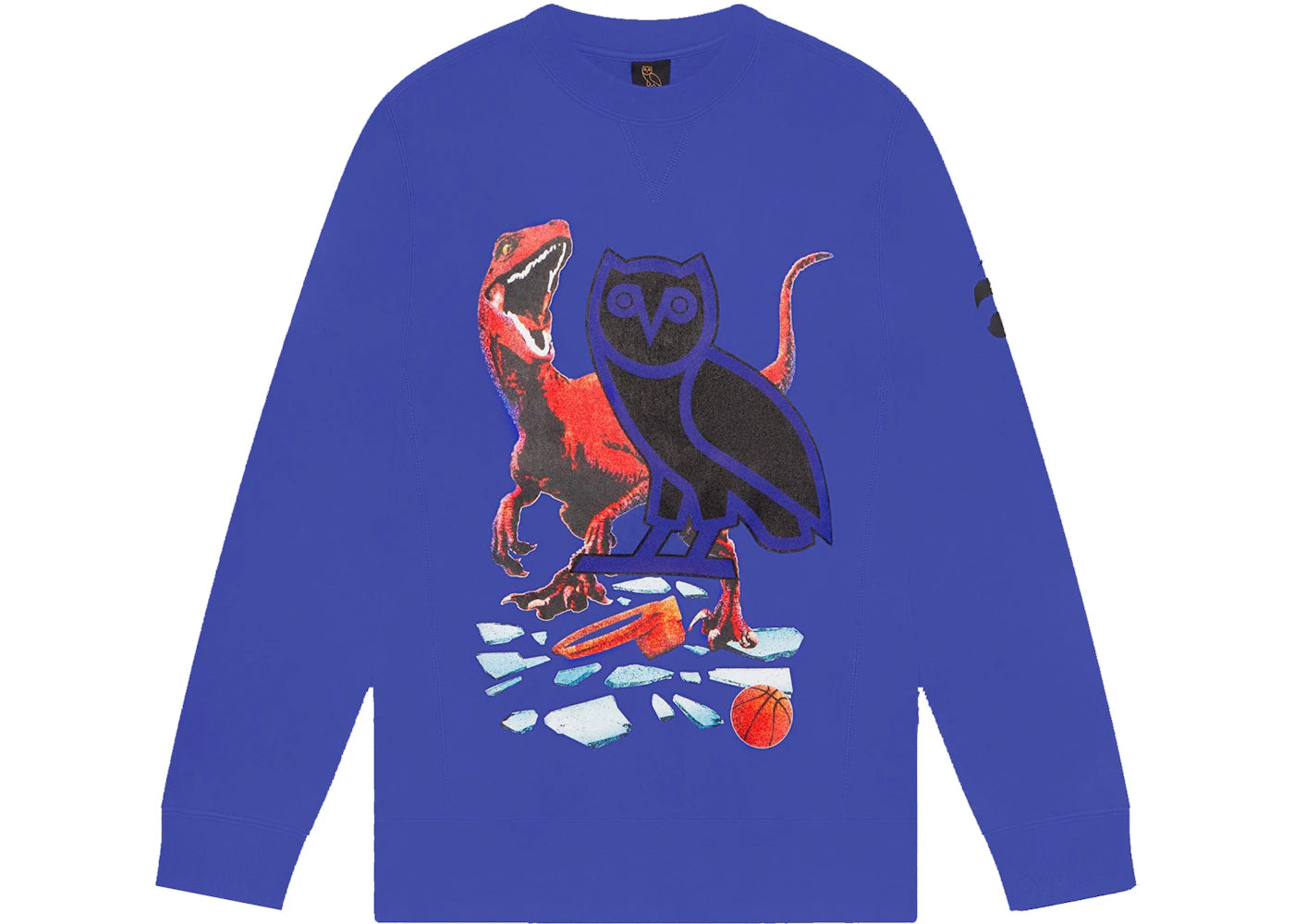 OVO Jurassic Park Shattered Backboard Crewneck Raptors Purple