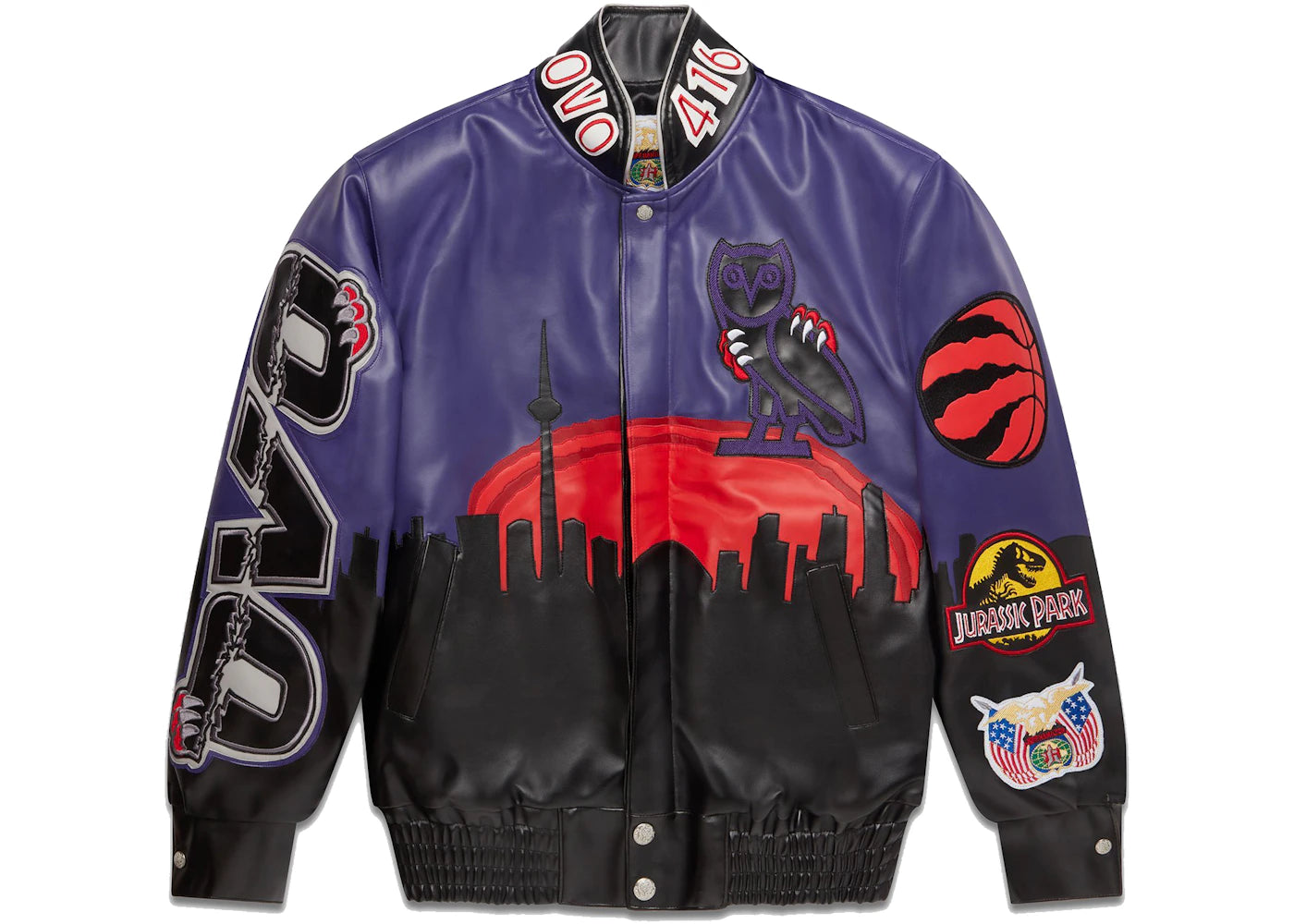 OVO x Jeff Hamilton Jurassic Park Varsity Jacket Black