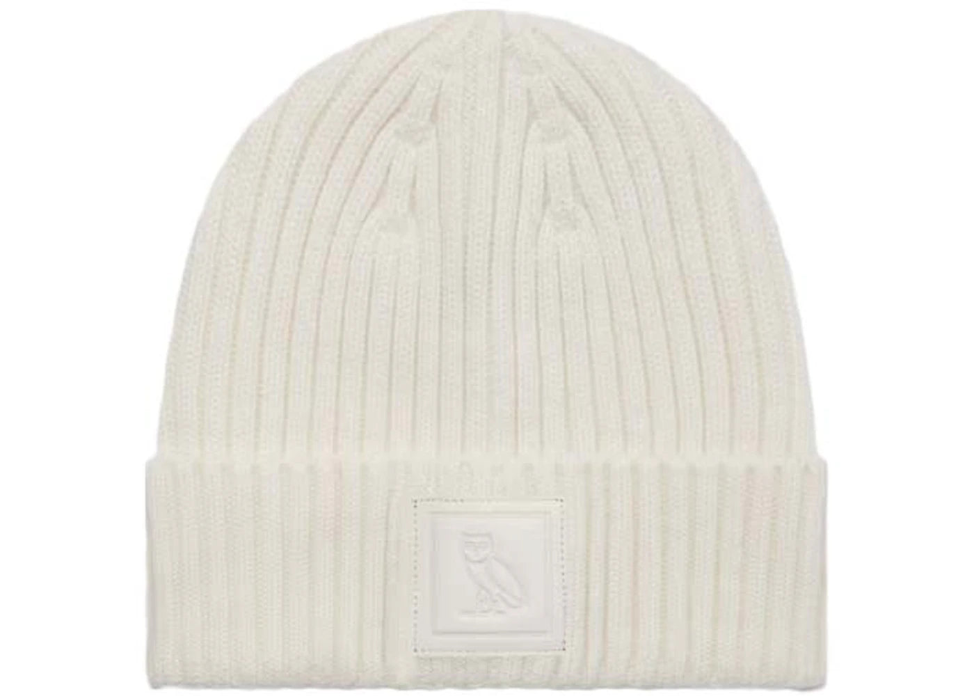 OVO Leather Patch Beanie Cream