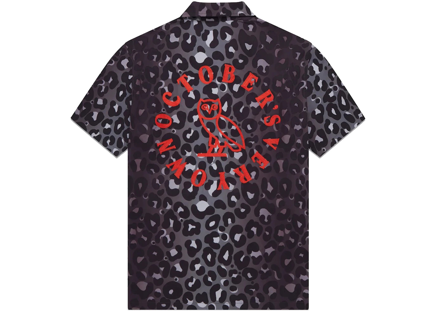 OVO Leopard Print Camp Shirt Black