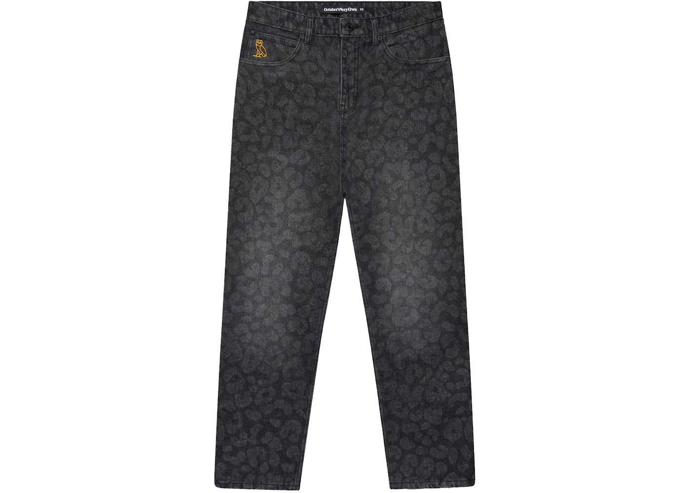 OVO Leopard Print Denim Washed Black