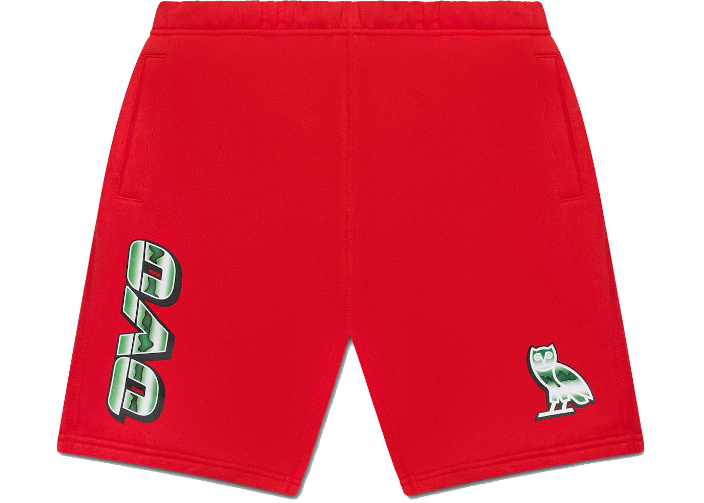 OVO Liquid Chrome Owl Sweatshort Red