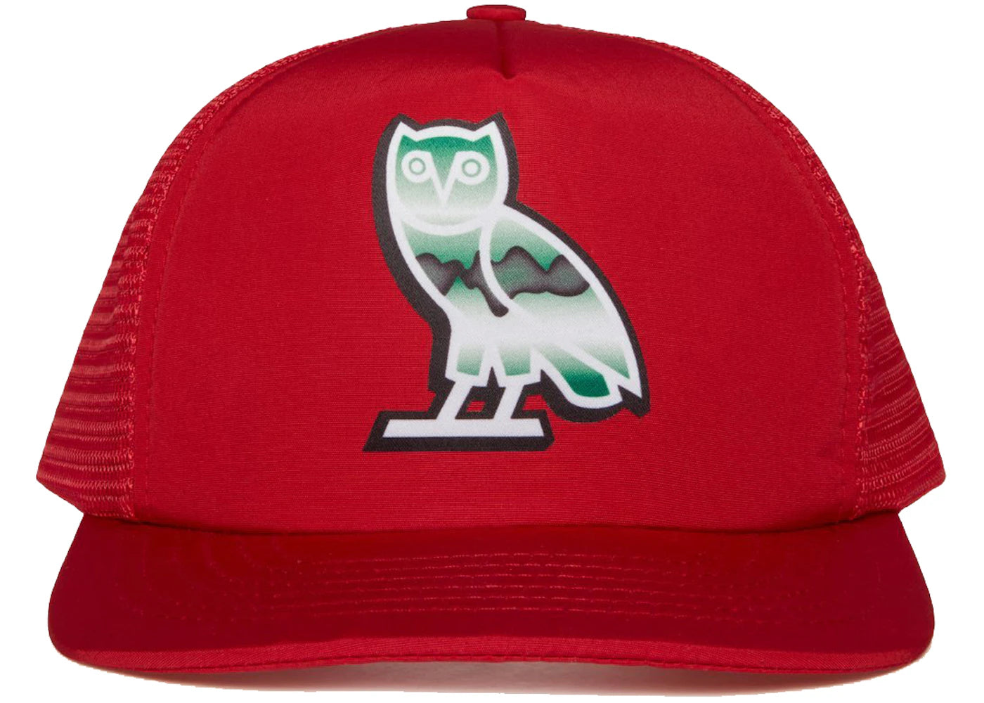 OVO Liquid Chrome Owl Trucker Hat Red