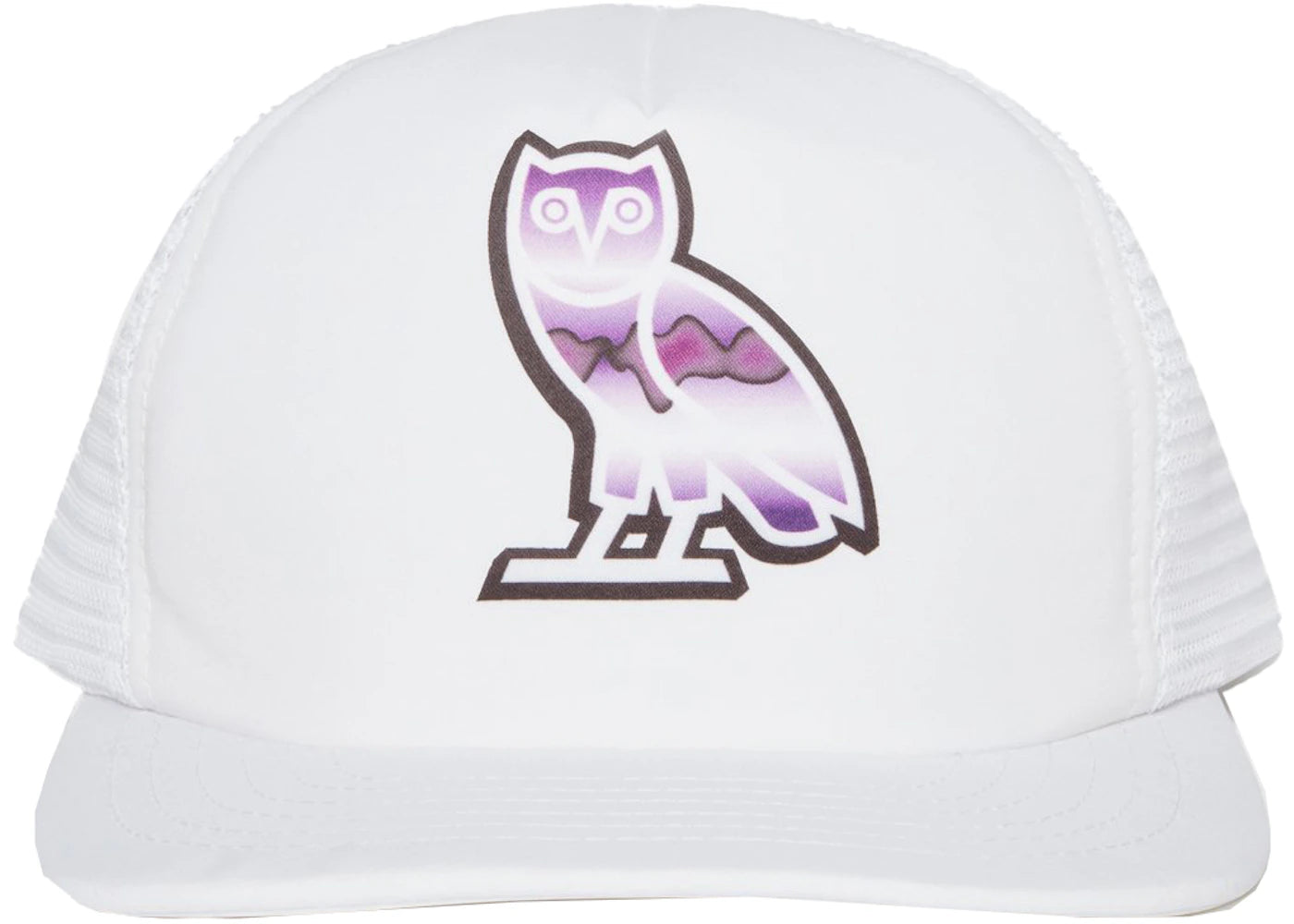 OVO Liquid Chrome Owl Trucker Hat White