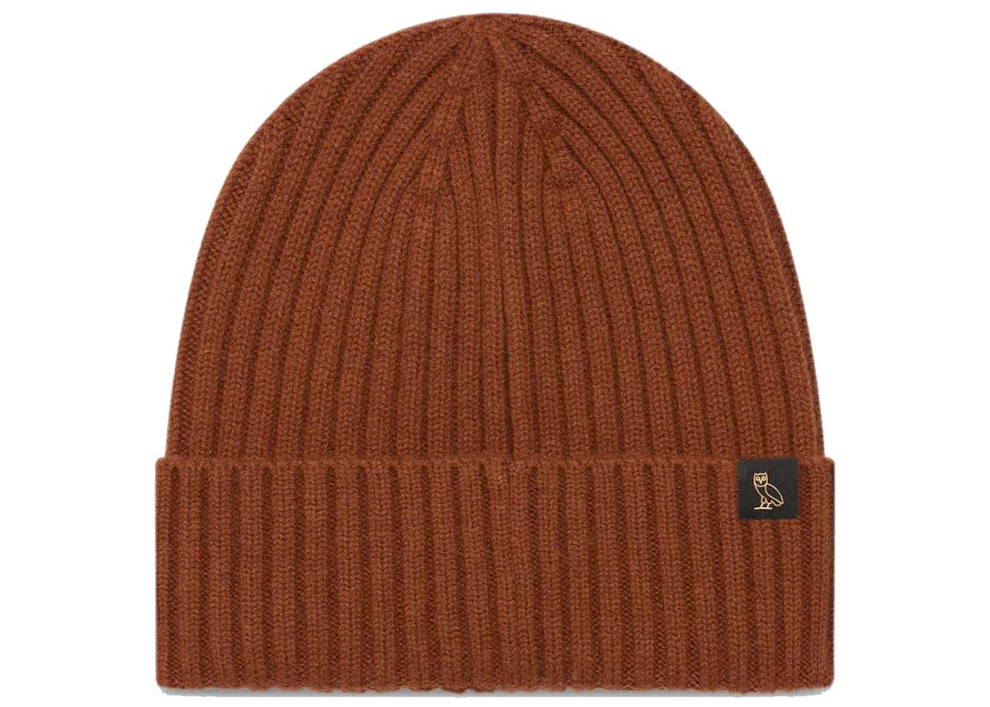 OVO Merino Wool Ribbed Beanie Brown