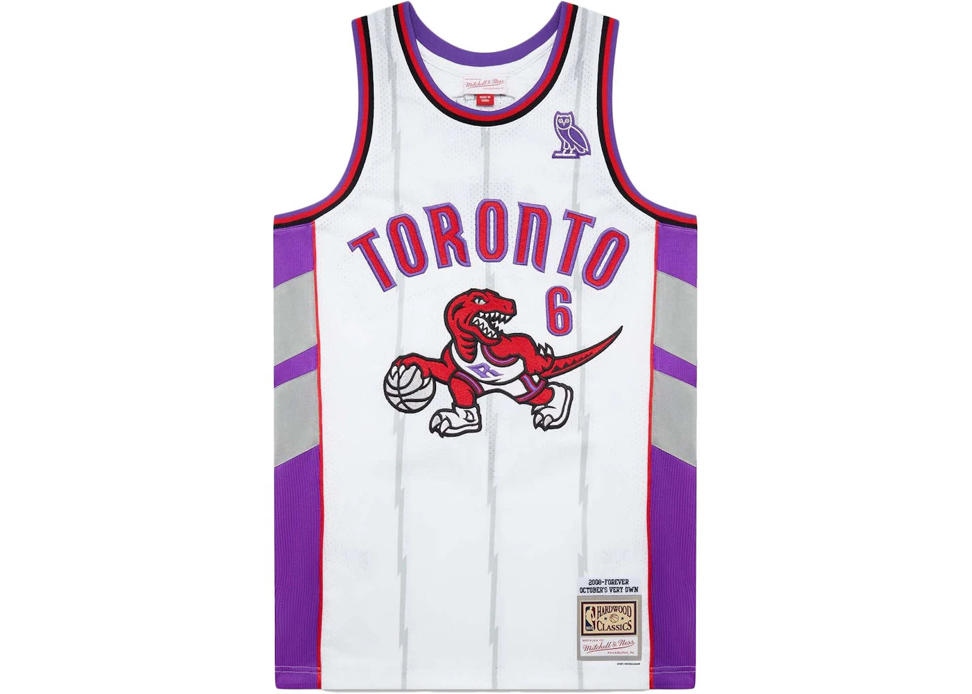 OVO Mitchell And Ness '95 Raptors Basketball Jersey White/Purple