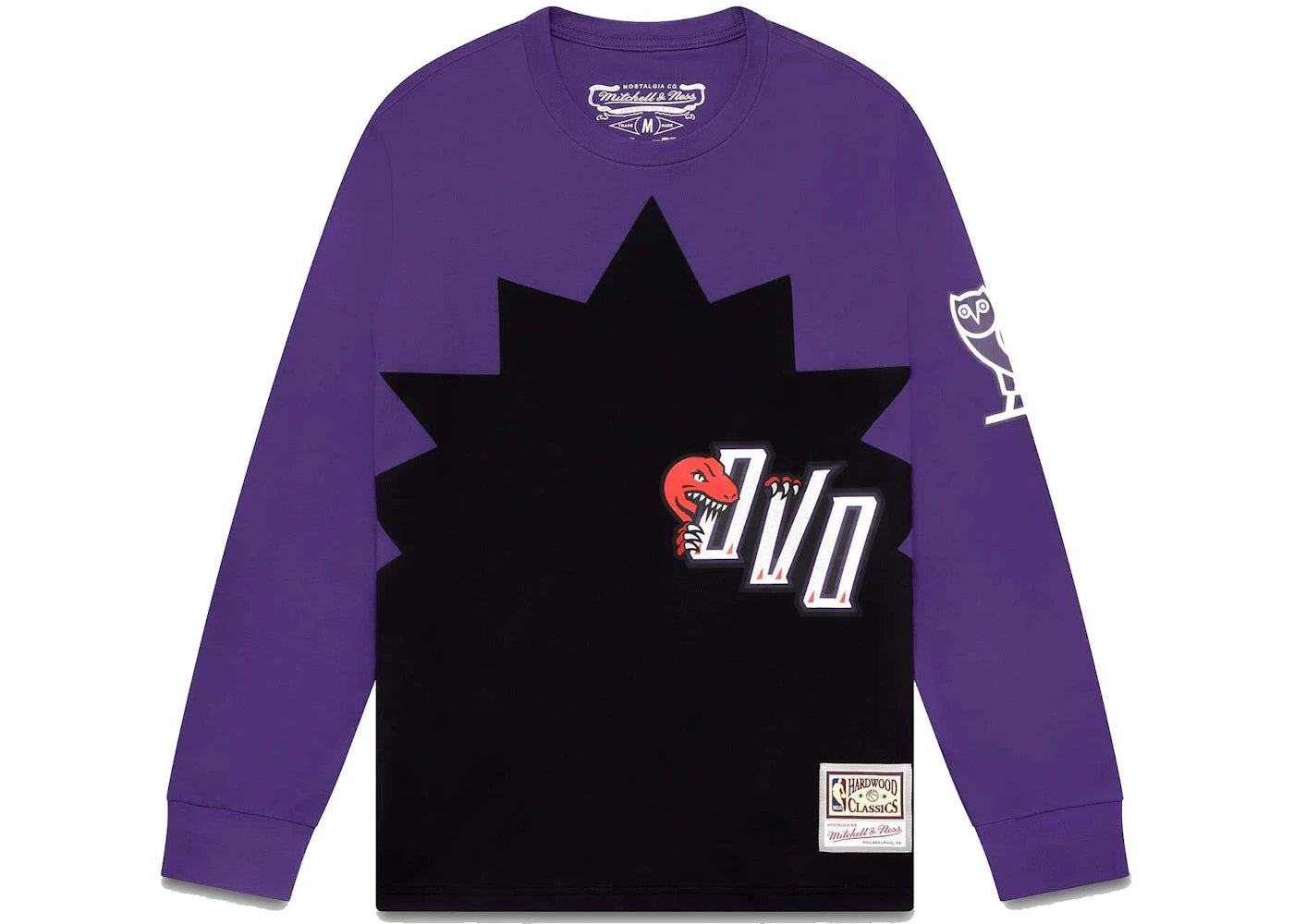 OVO Mitchell And Ness '95 Raptors Longsleeve T-Shirt Black/Purple