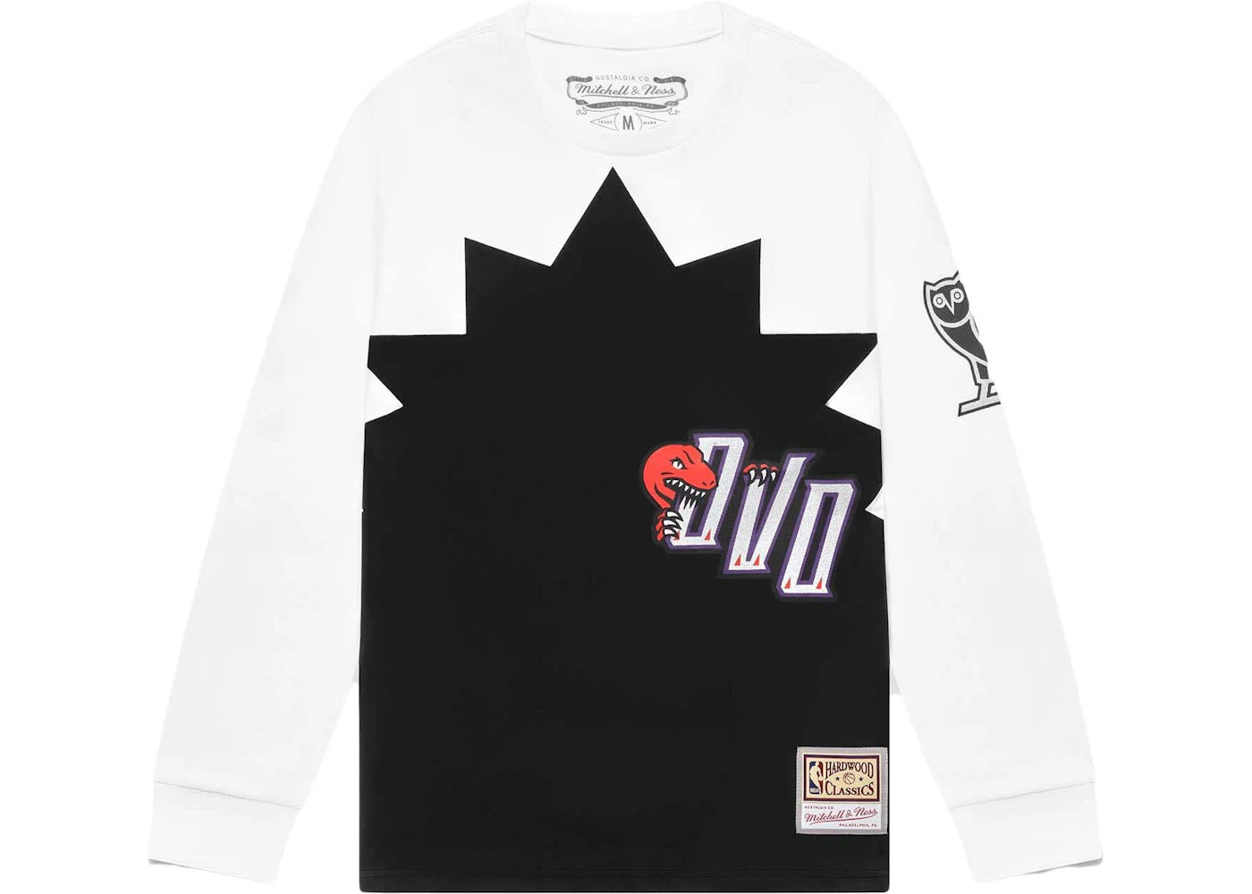 OVO Mitchell And Ness '95 Raptors Longsleeve T-Shirt Black/White