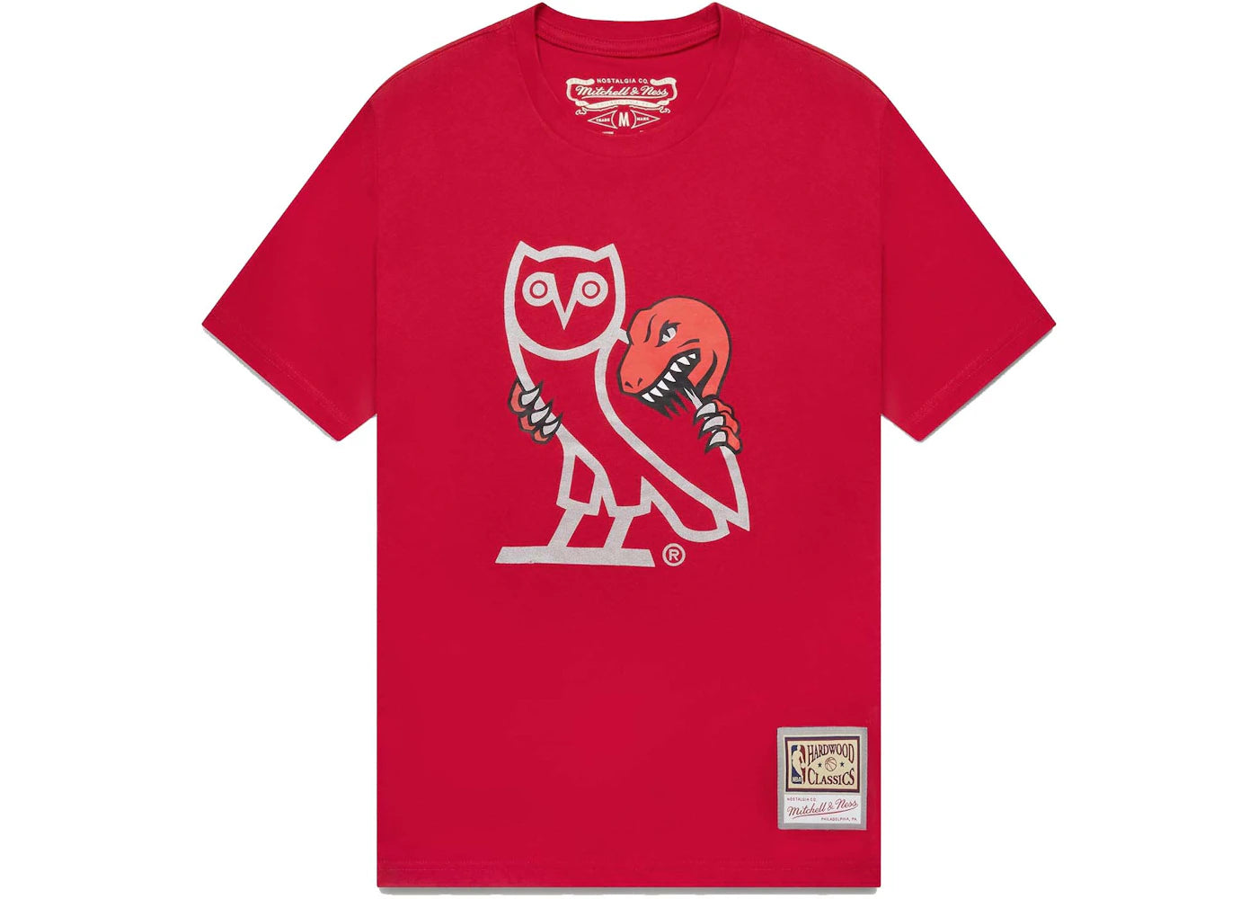 OVO Mitchell And Ness '95 Raptors OG Owl T-Shirt Red