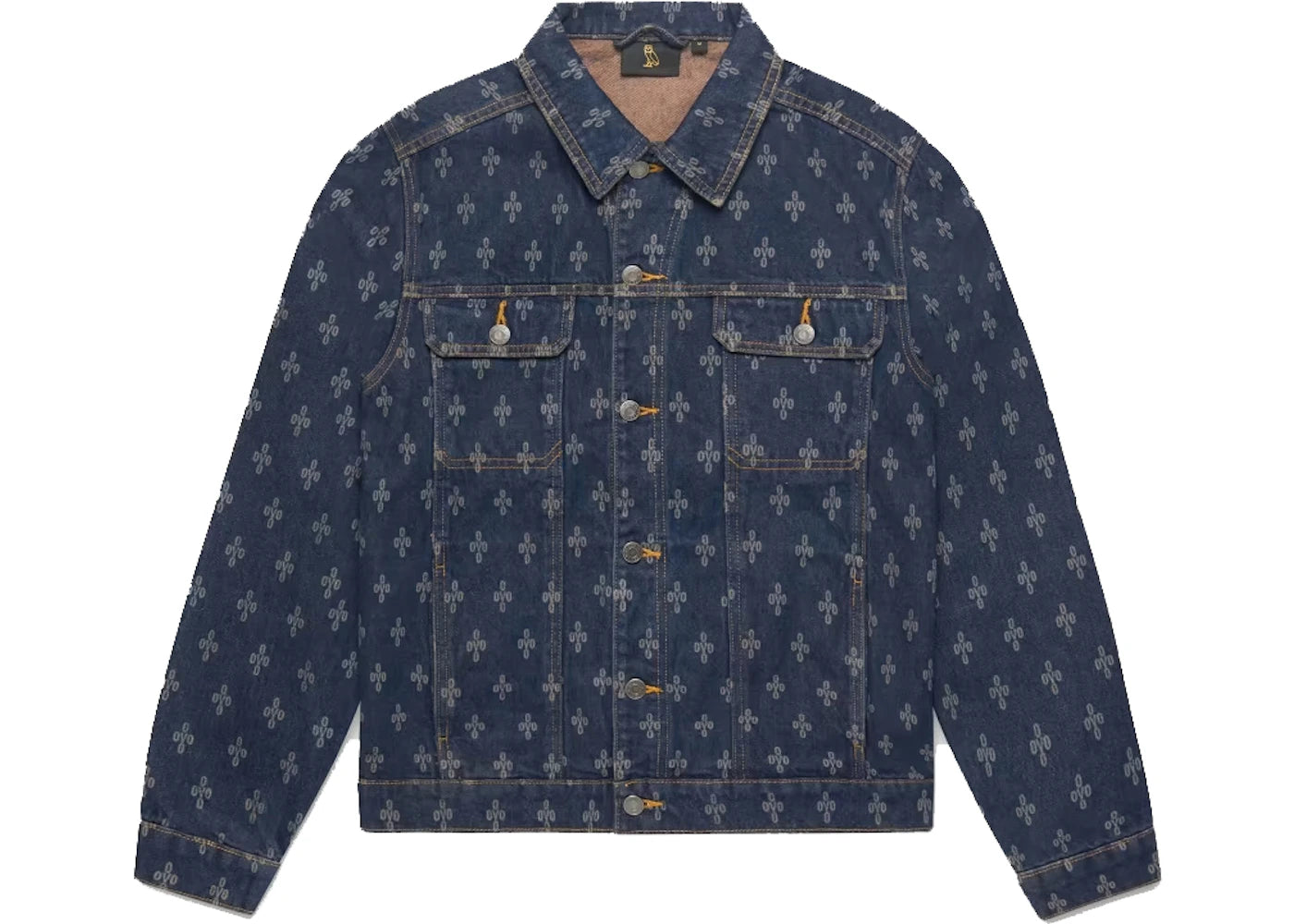 OVO Monogram Laser Etched Denim Trucker Jacket Indigo