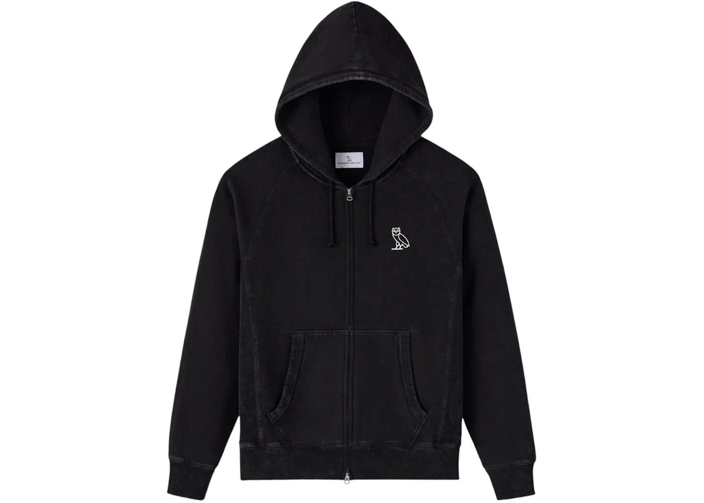 OVO Muskoka Raglan Full-Zip Hoodie Garment Dyed Black