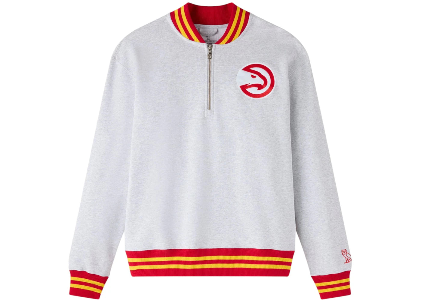 OVO NBA Atlanta Hawks Quarter-Zip Quarter Zip Mockneck Sweatshirt Ash Heather Grey