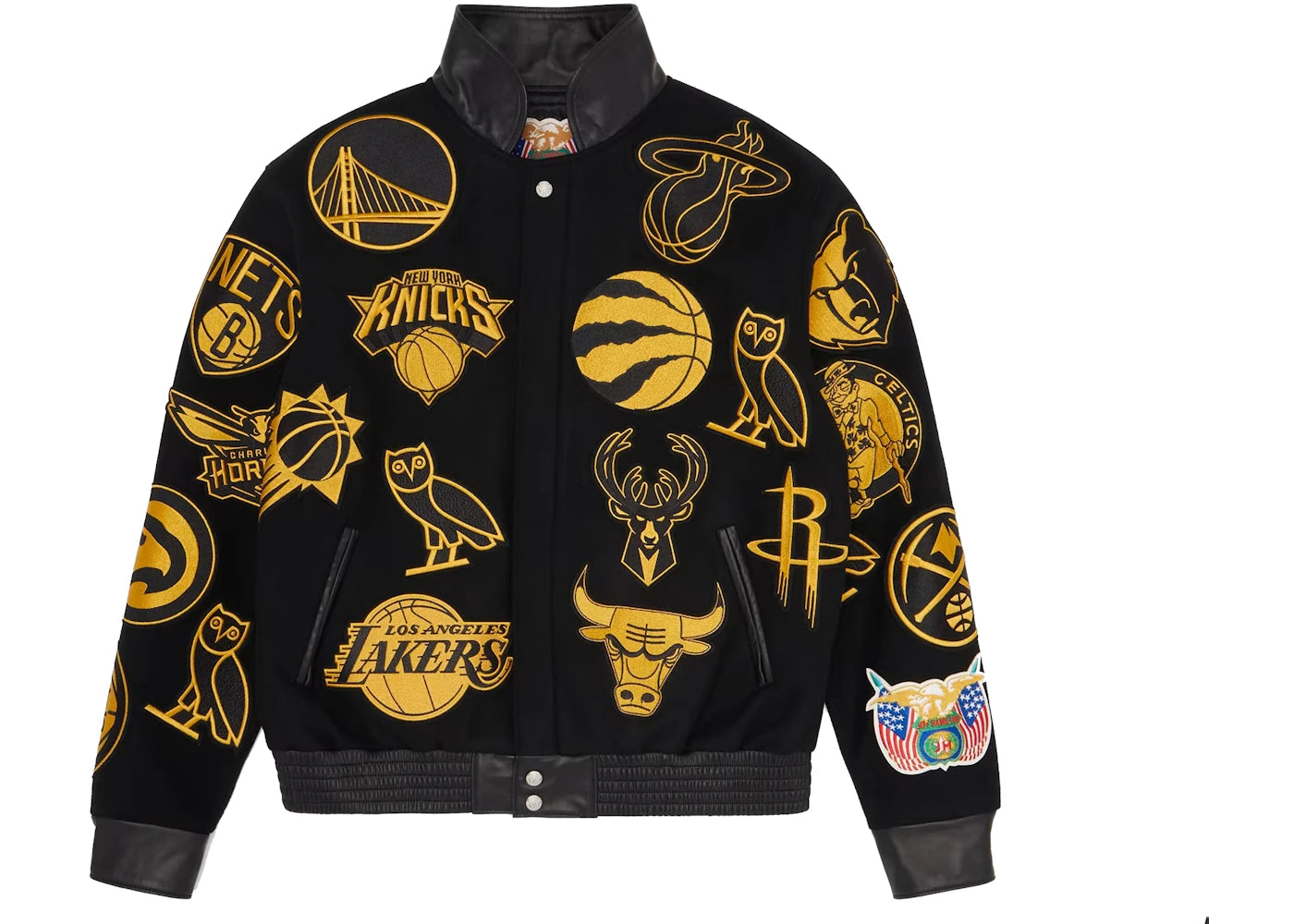 OVO NBA Jeff Hamilton Team Icons Wool Jacket Black