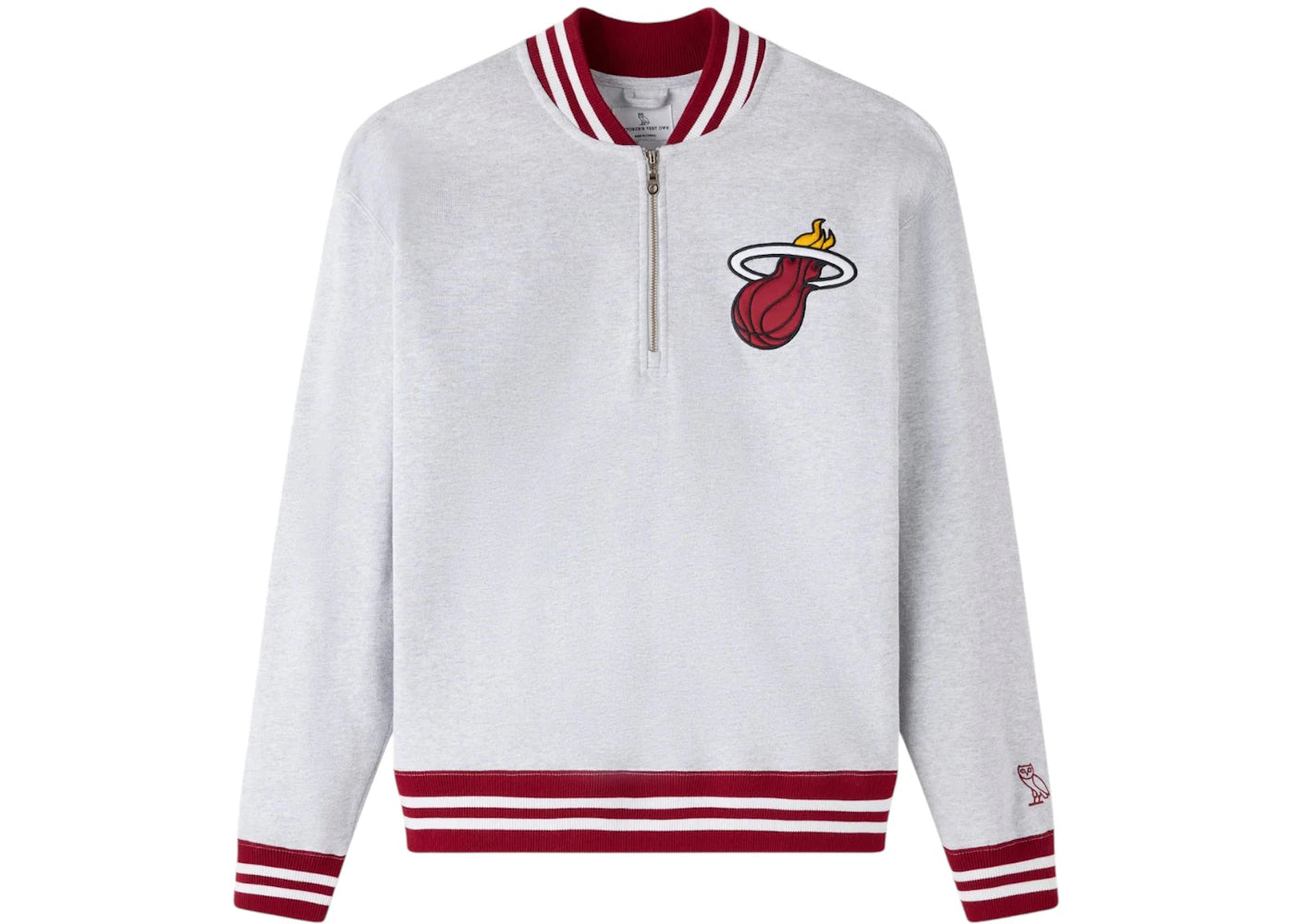 OVO NBA Miami Heat Quarter-Zip Quarter Zip Mockneck Sweatshirt Ash Heather Grey