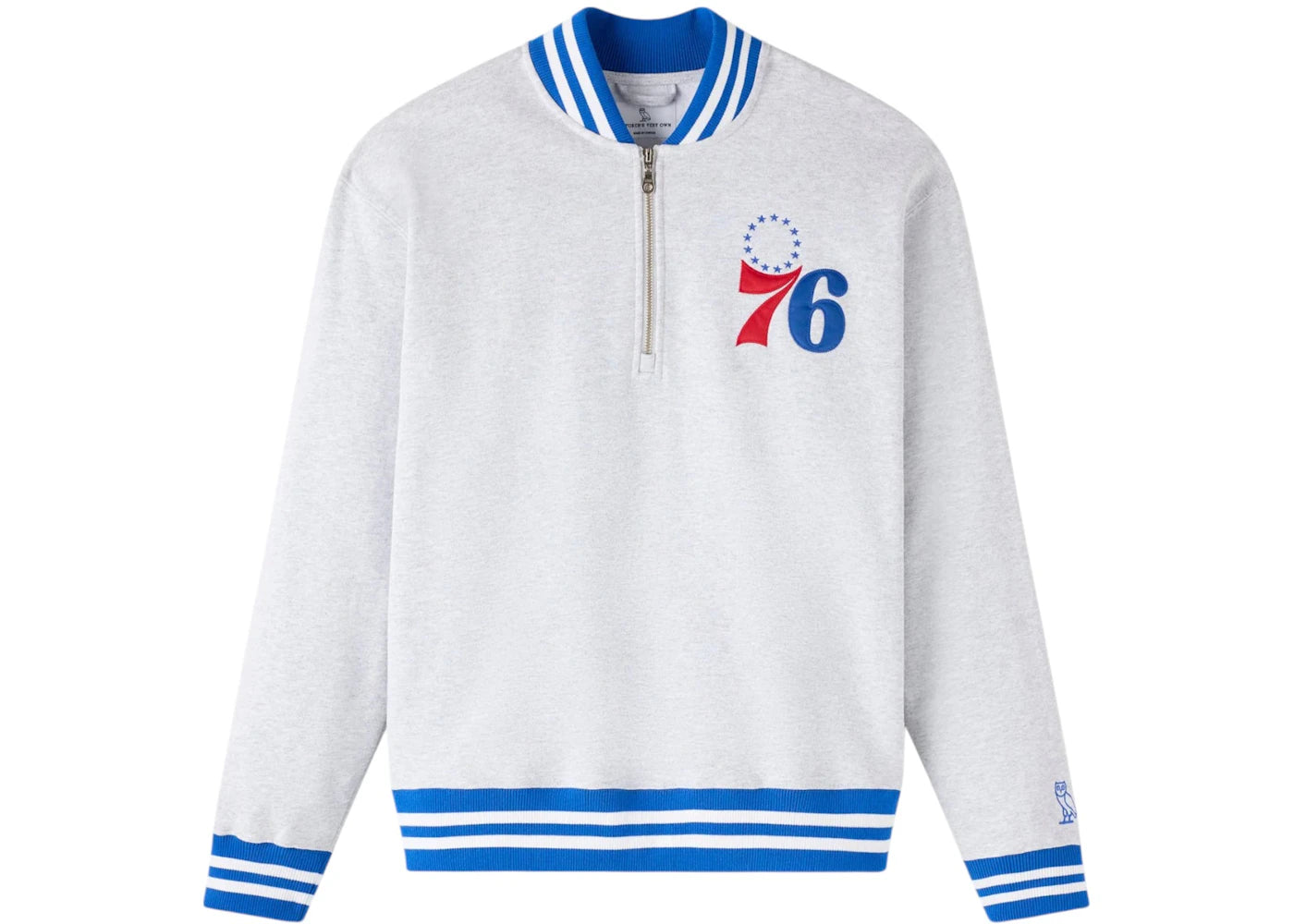 OVO NBA Philidelphia 76ers Quarter-Zip Quarter Zip Mockneck Sweatshirt Ash Heather Grey