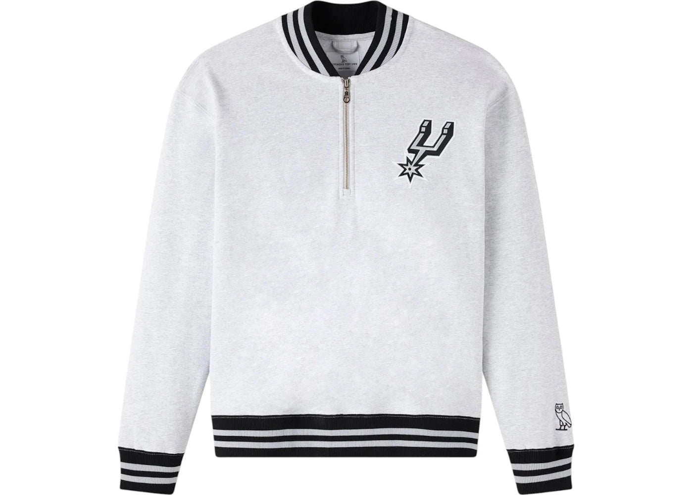 OVO NBA San Antonio Spurs Quarter-Zip Quarter Zip Mockneck Sweatshirt Ash Heather Grey