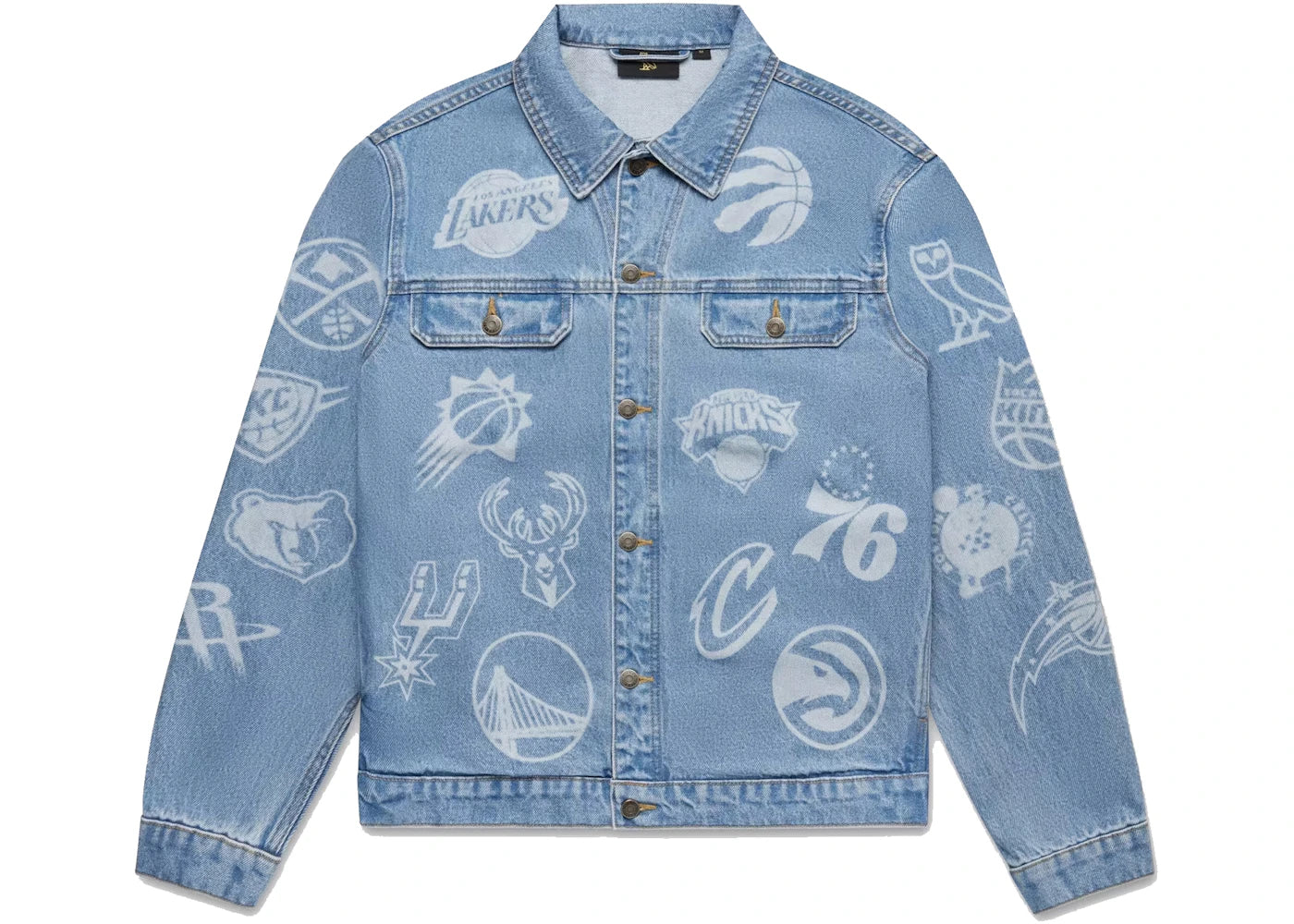 OVO NBA Team Icons Denim Jacket Washed Indigo